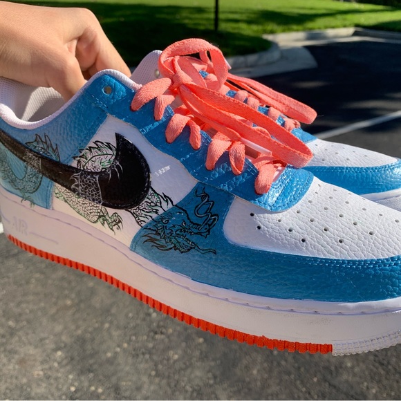 Custom Air Air Force Orange And Blue Nike Shoes Custom Nike Air